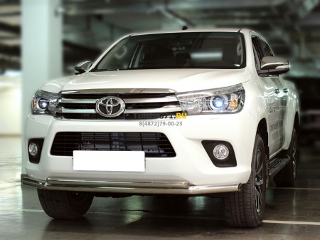 Toyota Hilux 2015-наст.вр.-Защита переднего бампера двойная d-60+43